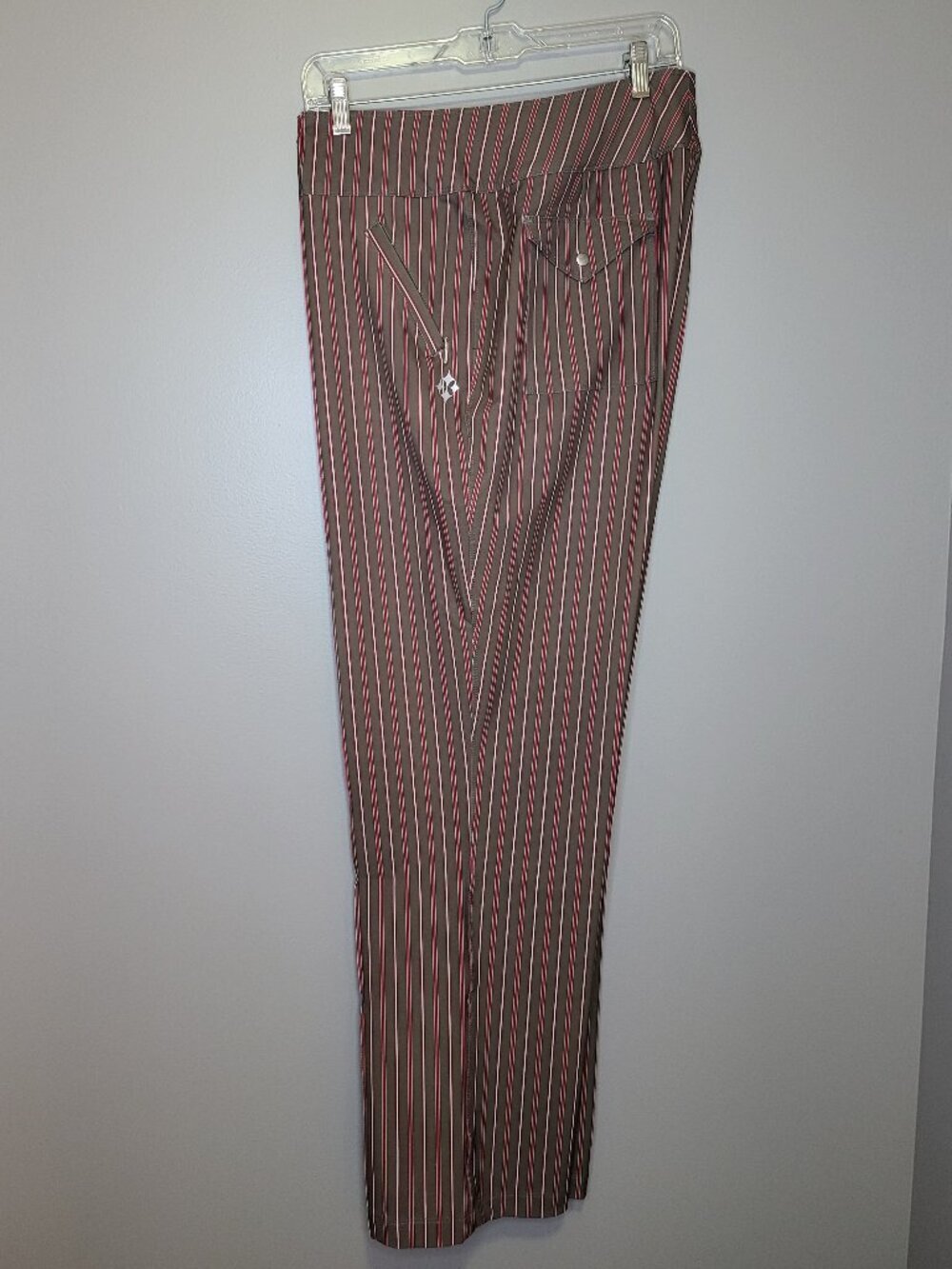 Jofit Brown Red Stripe Golf Pants Women's Size 12 Stretch Performance Trouser